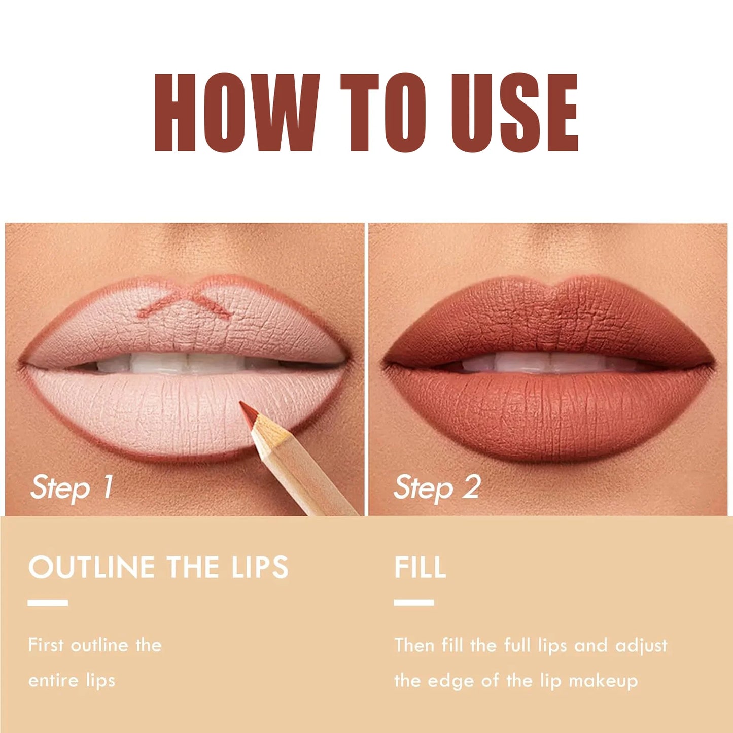 12 color lip enriching lipliner, lip moisturizing, three-dimensional fitting, light, thin, silky and clear lip liner