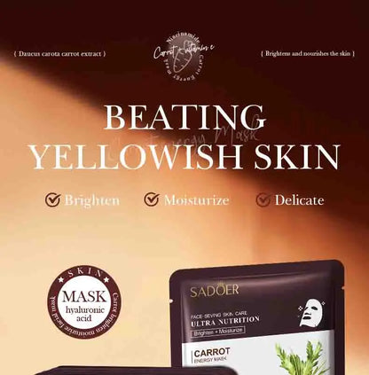 5pcs SADOER Plant Roots Face Mask Ginseng Carrot Ginger Facial Masks Moisturizing Firming Hydrating Face Sheet Mask Skin Care