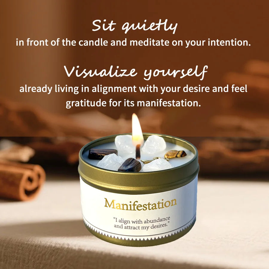 Goal Achievement Manifestation Candle | Scented Soy Wax for Success & Focus | Spiritual Gift with Intention Card