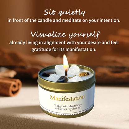 Goal Achievement Manifestation Candle | Scented Soy Wax for Success & Focus | Spiritual Gift with Intention Card