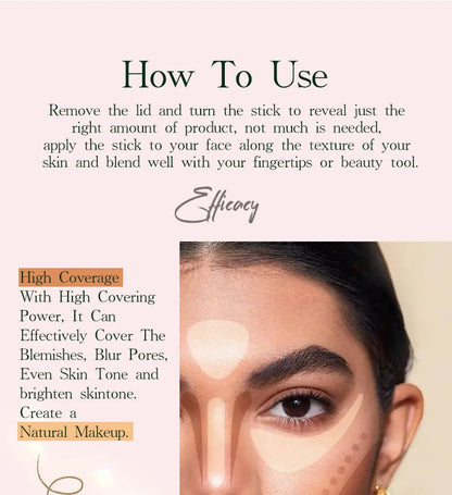 Foundation Stick - Matte Finish, Blendable Cream Formula with Natural Glow, Long-Lasting, Waterproof, Easy-to-Use Makeup