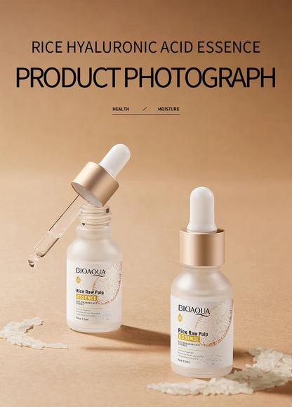 Rice hyaluronic acid essence moisturizes, moisturizes, brightens skin tone, improves skin roughness, and is a gentle serum