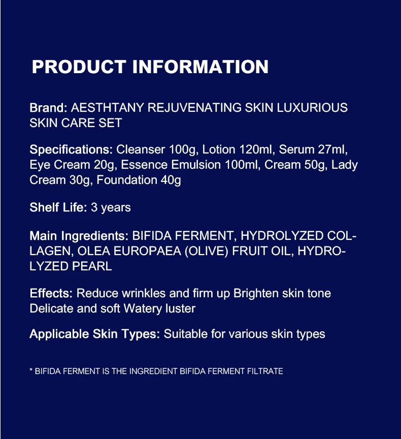 Revitalizing Brightening Nourishing Luxury Skincare Set Eight Pieces Improves Skin Texture Enhances Radiance Firms and Hydrates
