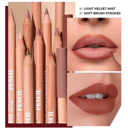 6pcs Lip Liner Pen 6 Colors Waterproof And Sweat-proof Not Easy To Fade Non-stick Cup Nude Lipstick Pencil SET