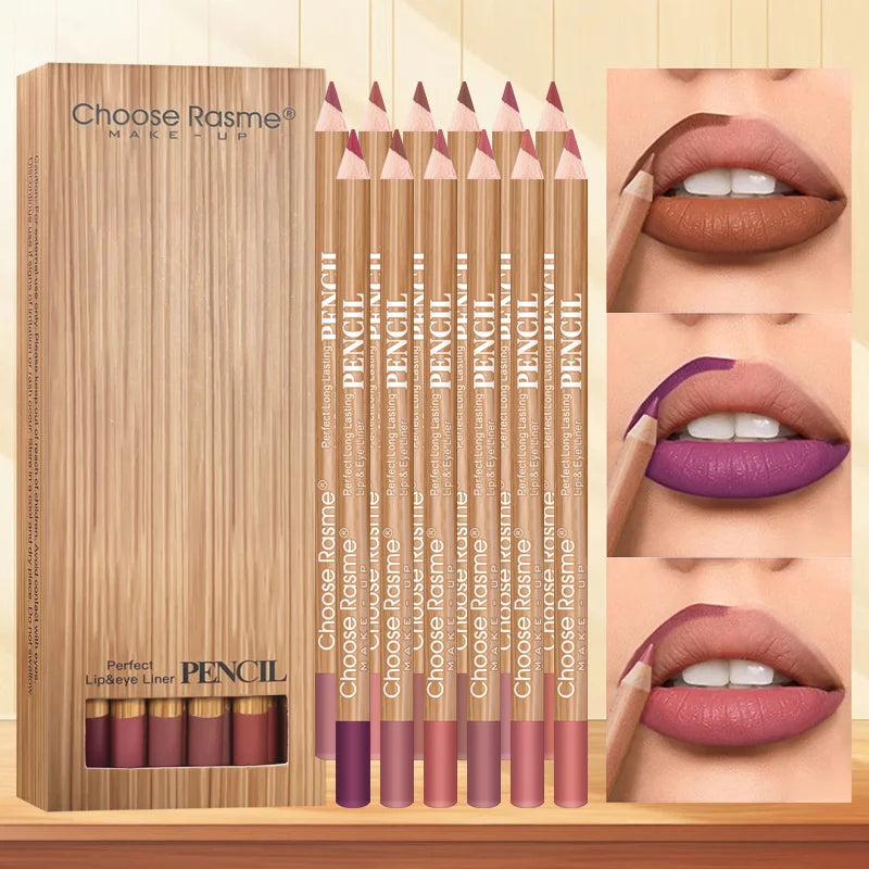 12 color lip enriching lipliner, lip moisturizing, three-dimensional fitting, light, thin, silky and clear lip liner