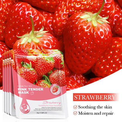 10pcs Fruits Facial Masks For Face Skincare Moisturizing Brightening Hydrating Firming Face Mask Beauty Face Skin Care Products