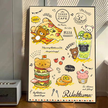 Japan Anime Cute Cartoon Rilakkuma Poster Stickers Art Wall Murals Decor Game Room Decor Gifts Kawaii HD Painting Cat Cars