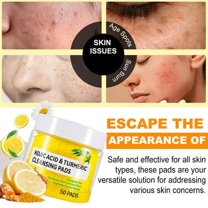 40/50pcs Kojic Acid Turmeric Cleansing Pads Curcuma Longa Root Facial Sponges Exfoliating Pads Daily Cleansing Skin Care Product