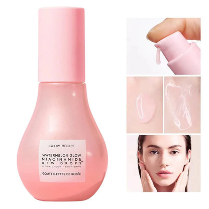 40ML Watermelon Niacinamide Brightening Essence Light Bulb Design W/ Hyaluronic Acid Vitamin E Lightweight Hydrating Face Makeup