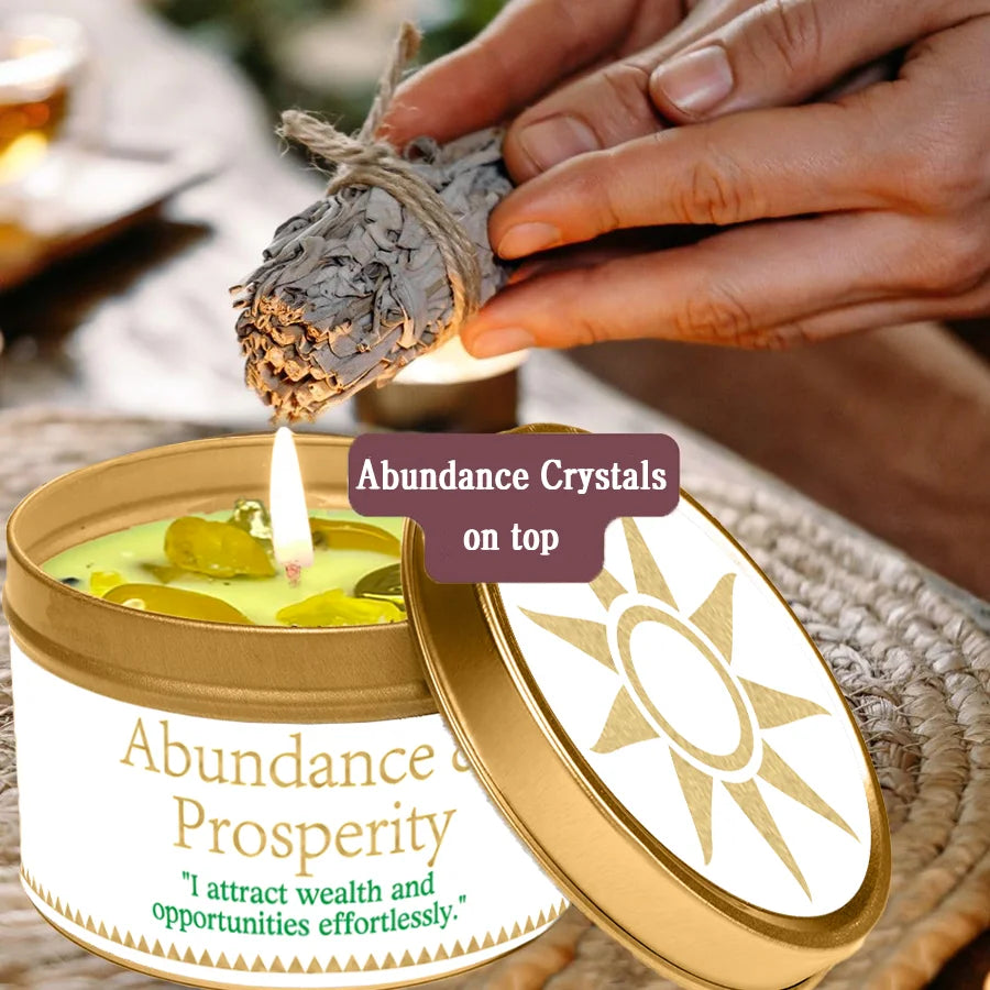 Aromatherapy Candle -Love & Relationship Crystal Ritual Candle,lasting home aromatherapy,creative anti-scalding iron can candles