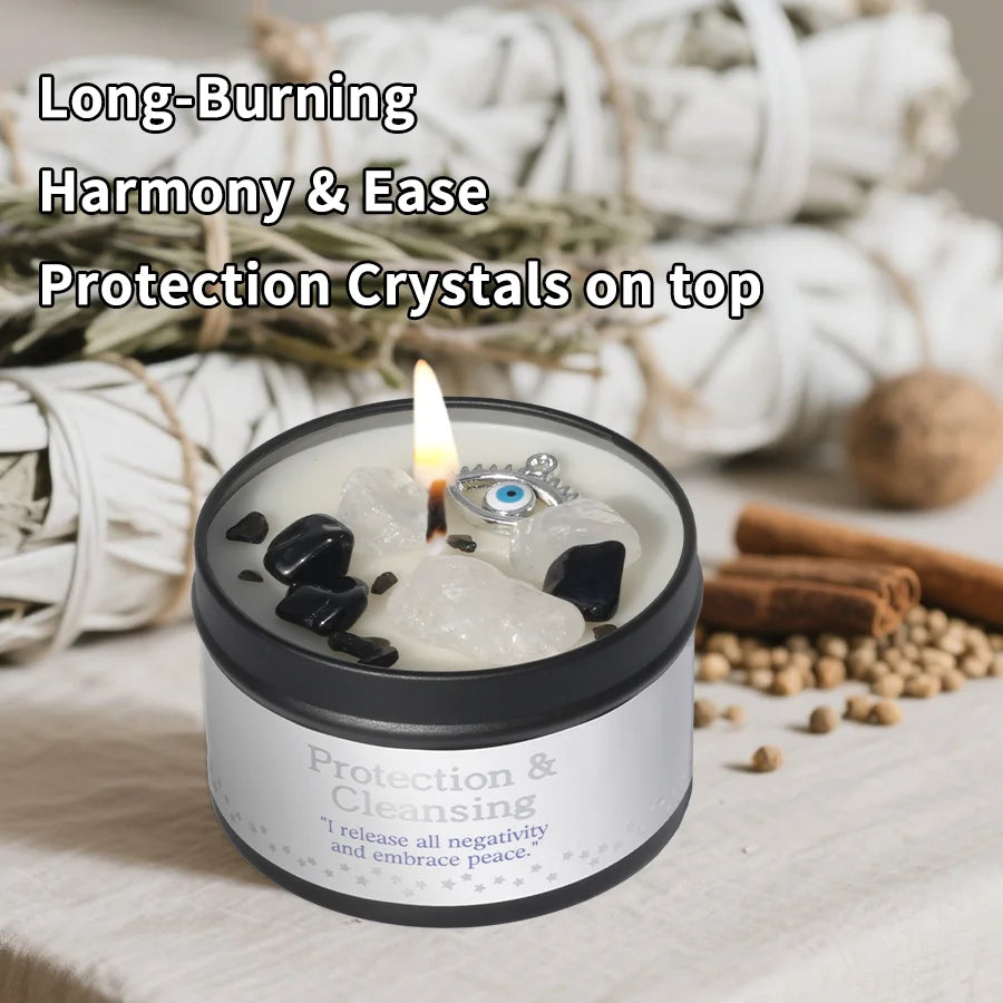 Protection & Cleansing Intention Candle | Scented Soy Candle for Negative Energy Clearing | Spiritual Ritual Gift with Card