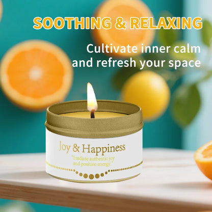 Crystal Ritual Candle | 3oz (Joy & Happiness) - Natural Soy Wax with| 30H Clean Burn, Luxury Spiritual Gift for Valentine's Day
