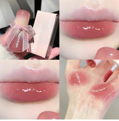 Sweet Lip Gloss Jelly Lip Glaze Moisturizing Lip Tint Mirror Waterproof Non-stick Cup Solid Makeup LipOil Lipstick Cosmetic