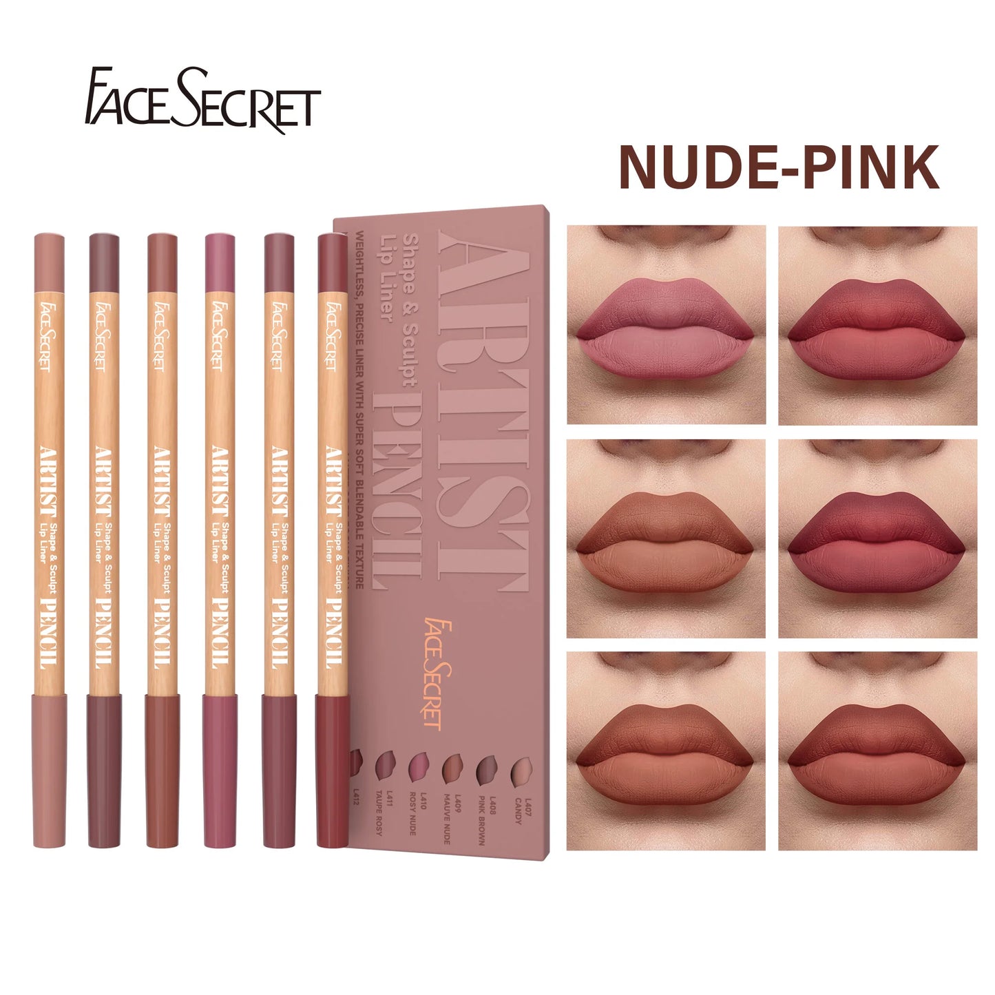 6pcs Lip Liner Pen 6 Colors Waterproof And Sweat-proof Not Easy To Fade Non-stick Cup Nude Lipstick Pencil SET