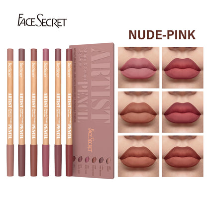 6pcs Lip Liner Pen 6 Colors Waterproof And Sweat-proof Not Easy To Fade Non-stick Cup Nude Lipstick Pencil SET