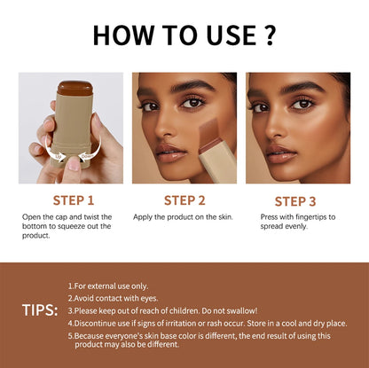 Magic Eraser Foundation Stick Serum Boosted Skin Tint Foundation Stick Smooth Plumper Hight Coverage Travel Bronze Foundation