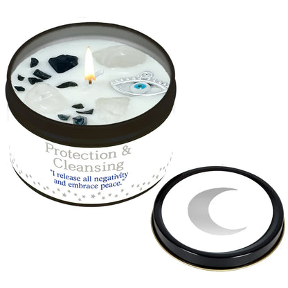 Protection & Cleansing Intention Candle | Scented Soy Candle for Negative Energy Clearing | Spiritual Ritual Gift with Card