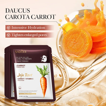 5pcs SADOER Plant Roots Face Mask Ginseng Carrot Ginger Facial Masks Moisturizing Firming Hydrating Face Sheet Mask Skin Care