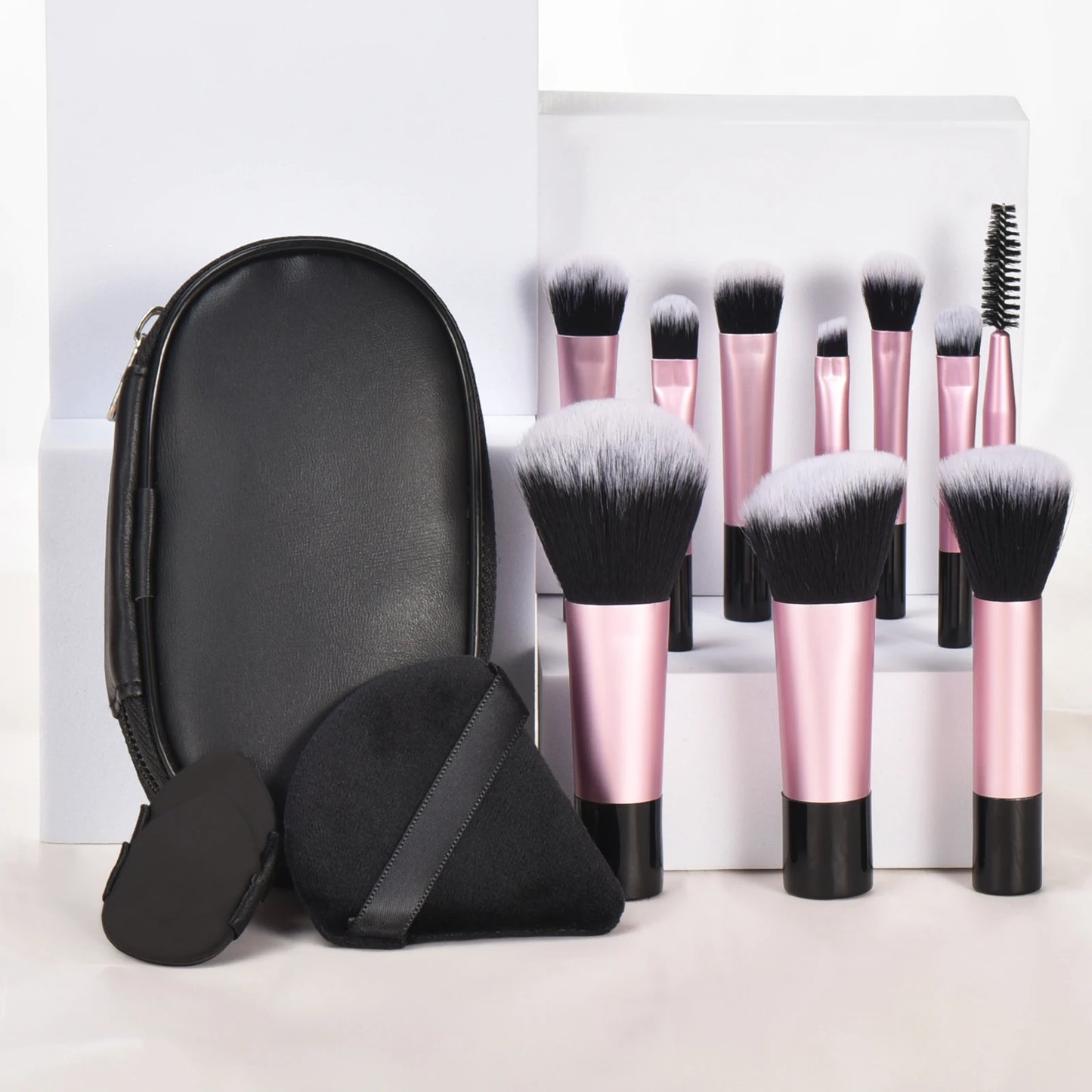 10 black Mini makeup brush Travel portable Makeup Tool Makeup Puff - Palm Brush Professional Makeup tool set