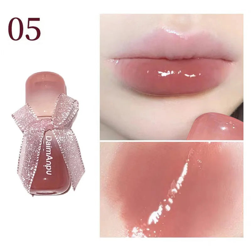 Sweet Lip Gloss Jelly Lip Glaze Moisturizing Lip Tint Mirror Waterproof Non-stick Cup Solid Makeup LipOil Lipstick Cosmetic