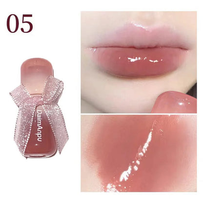 Sweet Lip Gloss Jelly Lip Glaze Moisturizing Lip Tint Mirror Waterproof Non-stick Cup Solid Makeup LipOil Lipstick Cosmetic