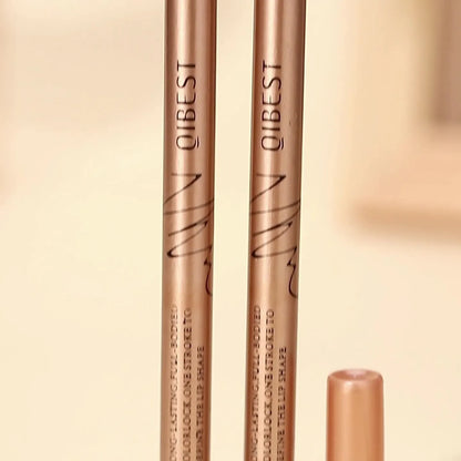 QIBEST 12 colors matte lip liner set colorful not easy to smudge long-lasting non-stick cup matte gold tube lip liner