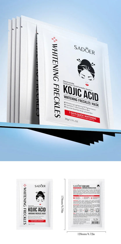 5pcs SADOER Kojic Acid Face Mask Moisturizing Brightening Hydrating Facial Masks Face Sheet Masks Beauty Face Skin Care Products