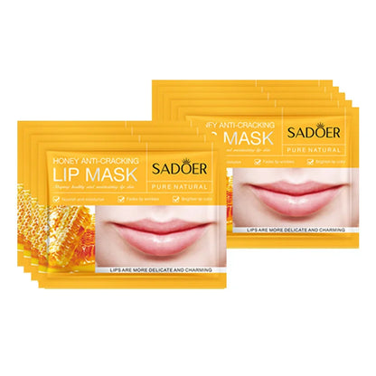 10pcs SADOER Fruits Moisturizing Lip Mask Lips Skin Care Nourishing Hydrating Crystal Collagen Gel Lip Patches Lips Plumper