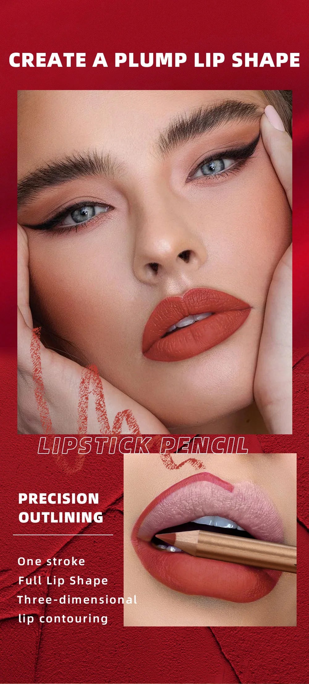 QIBEST 12 colors matte lip liner set colorful not easy to smudge long-lasting non-stick cup matte gold tube lip liner
