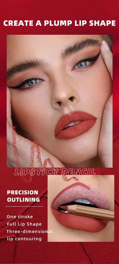 QIBEST 12 colors matte lip liner set colorful not easy to smudge long-lasting non-stick cup matte gold tube lip liner