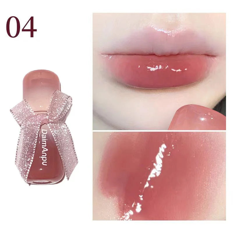 Sweet Lip Gloss Jelly Lip Glaze Moisturizing Lip Tint Mirror Waterproof Non-stick Cup Solid Makeup LipOil Lipstick Cosmetic