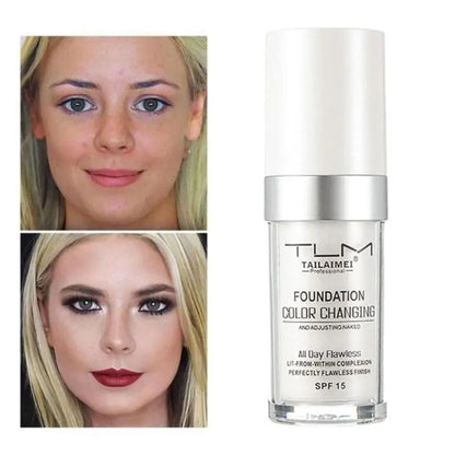 3PCs Color Changing Foundation, Temperature Liquid Foundation Naturally Blends Moisturizing Foundation Makeup Lasting Waterproof