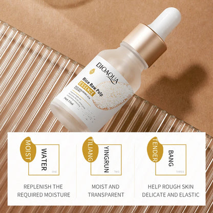 Rice hyaluronic acid essence moisturizes, moisturizes, brightens skin tone, improves skin roughness, and is a gentle serum
