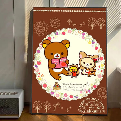 Japan Anime Cute Cartoon Rilakkuma Poster Stickers Art Wall Murals Decor Game Room Decor Gifts Kawaii HD Painting Cat Cars