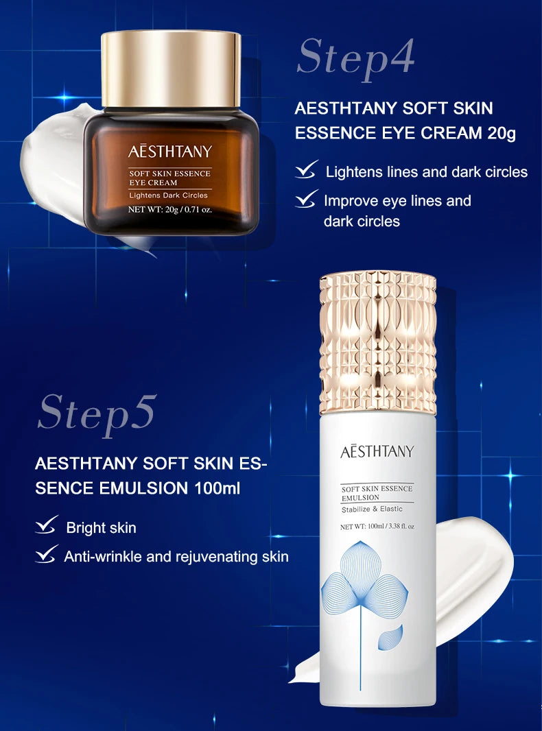 Revitalizing Brightening Nourishing Luxury Skincare Set Eight Pieces Improves Skin Texture Enhances Radiance Firms and Hydrates