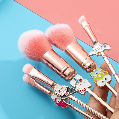 5pcs/set Hello Kitty Makeup Brush Kawaii Kuromi My Melody Cinnamoroll Cartoon Character Cosplay Prop Makeup Brushes Tool