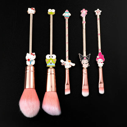 5pcs/set Hello Kitty Makeup Brush Kawaii Kuromi My Melody Cinnamoroll Cartoon Character Cosplay Prop Makeup Brushes Tool