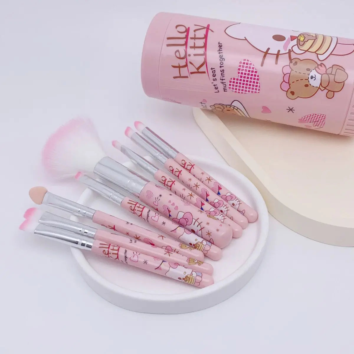MINISO HelloKitty Cartoon KT cat 8-piece makeup brush set nose shadow brush portable brush set