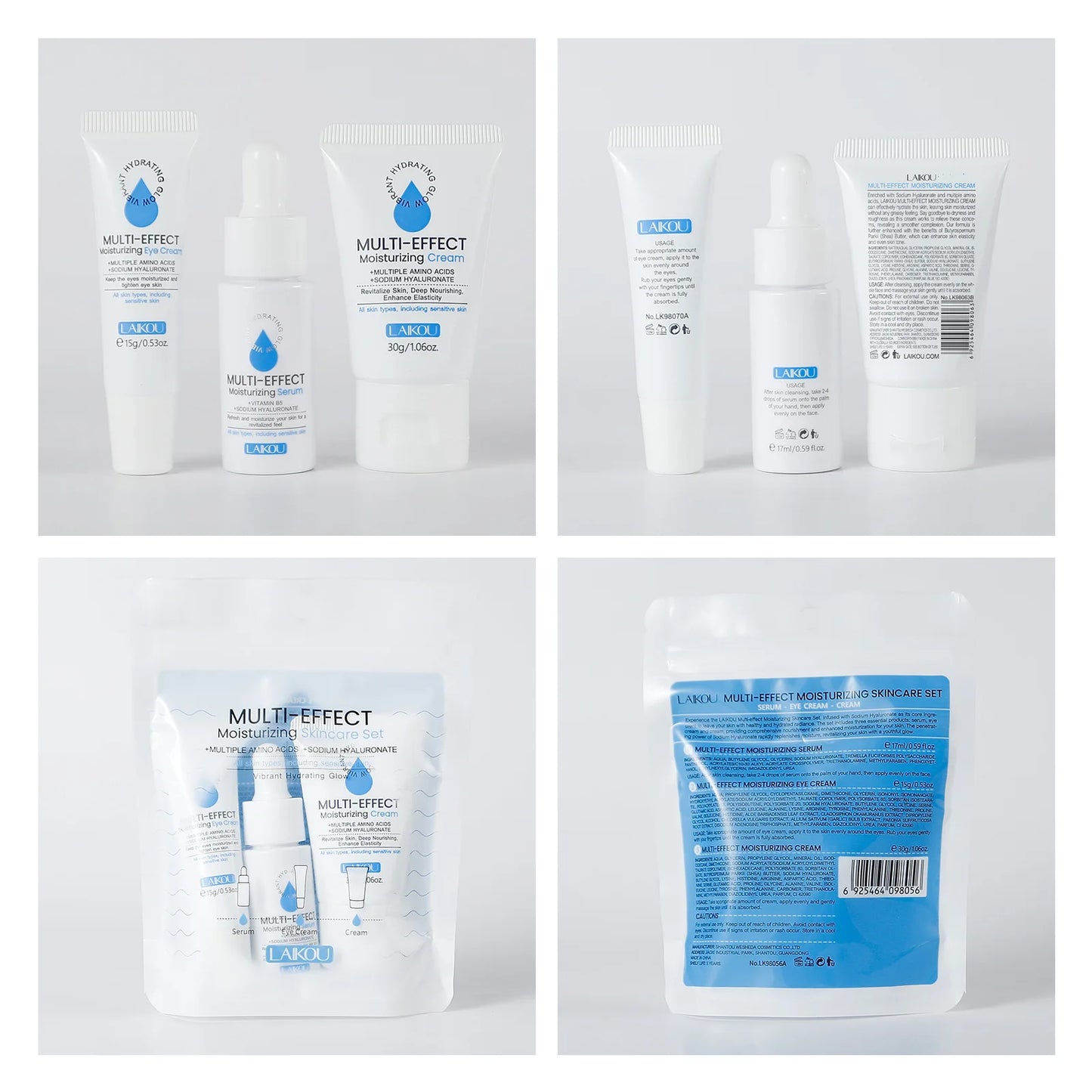 LAIKOU Nourishing Moisture Surge Hydration 3-Piece (Essence + Eye Cream + Face Cream) Skin Firming Skincare Set