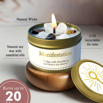 Goal Achievement Manifestation Candle | Scented Soy Wax for Success & Focus | Spiritual Gift with Intention Card