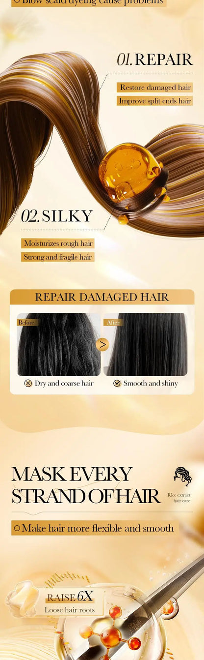 Rice Magical Keratin Hair Mask 5 Seconds Repair Damaged Frizzy Hairs Soft Smooth Shiny Moisturizing Nourish Hair Root Care