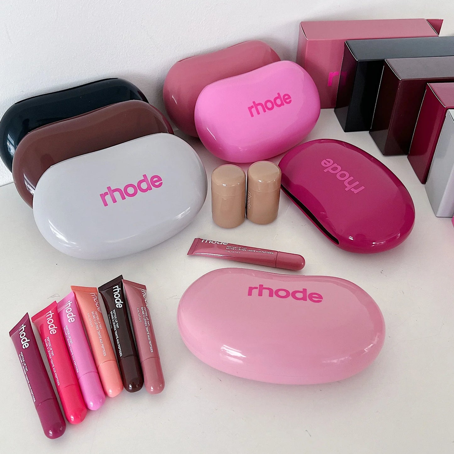 Rhode Makeup Portable Soft Silicone Storage Bag Gifts Cover Charm Woman Cosmetic Mirror Lipstick Blush Moisturizing Lip Gloss