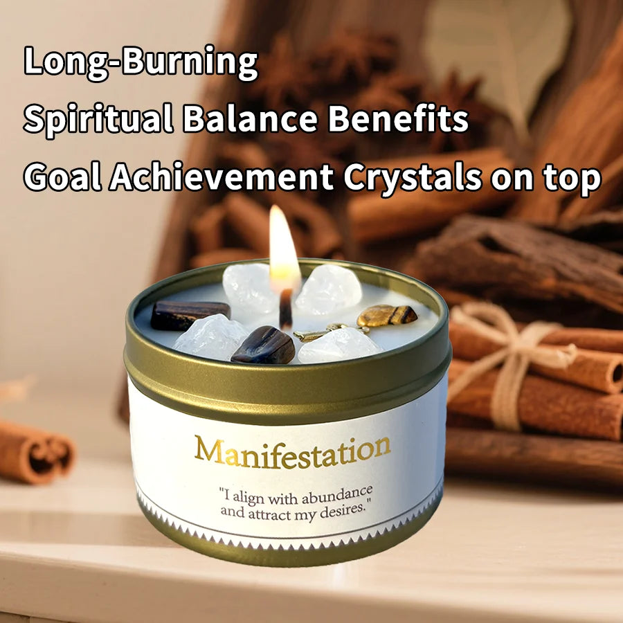 Goal Achievement Manifestation Candle | Scented Soy Wax for Success & Focus | Spiritual Gift with Intention Card