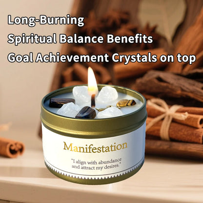 Goal Achievement Manifestation Candle | Scented Soy Wax for Success & Focus | Spiritual Gift with Intention Card