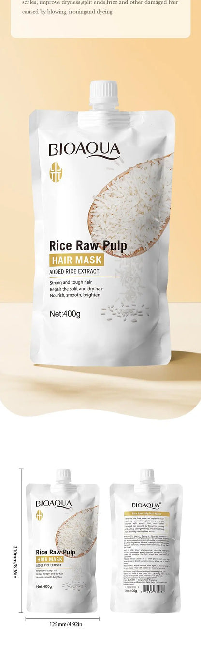 Rice Magical Keratin Hair Mask 5 Seconds Repair Damaged Frizzy Hairs Soft Smooth Shiny Moisturizing Nourish Hair Root Care