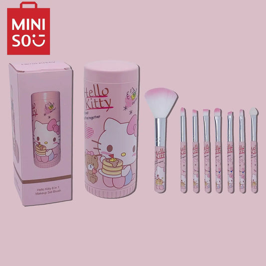 MINISO HelloKitty Cartoon KT cat 8-piece makeup brush set nose shadow brush portable brush set