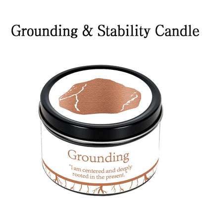 1pc Scented Candles for Home Décor - Embedded Stone and Soy Wax in 3 oz, Natural Aromatherapy (Grounding &Stability)