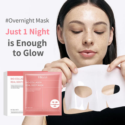 4 pieces of collagen sleeping mask, hydrating, moisturizing and whitening, translucent, thinning, smooth and tender skin