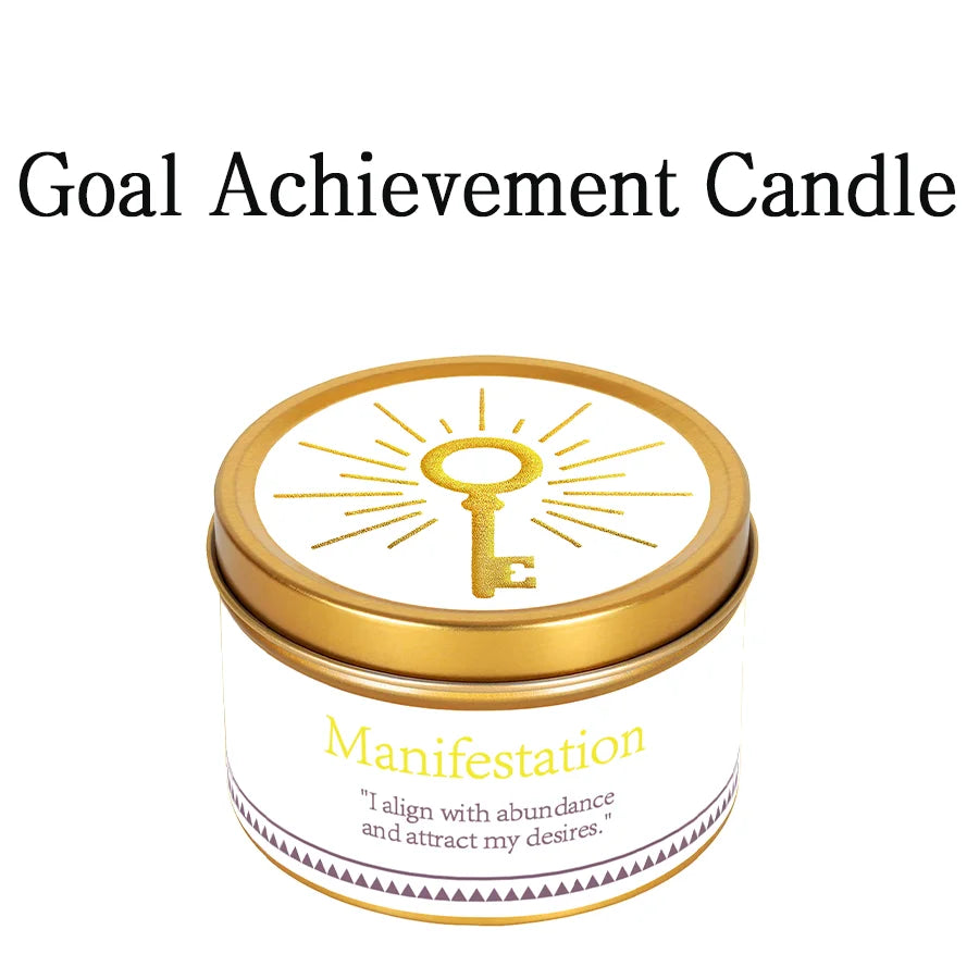 Goal Achievement Manifestation Candle | Scented Soy Wax for Success & Focus | Spiritual Gift with Intention Card