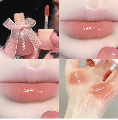 Sweet Lip Gloss Jelly Lip Glaze Moisturizing Lip Tint Mirror Waterproof Non-stick Cup Solid Makeup LipOil Lipstick Cosmetic